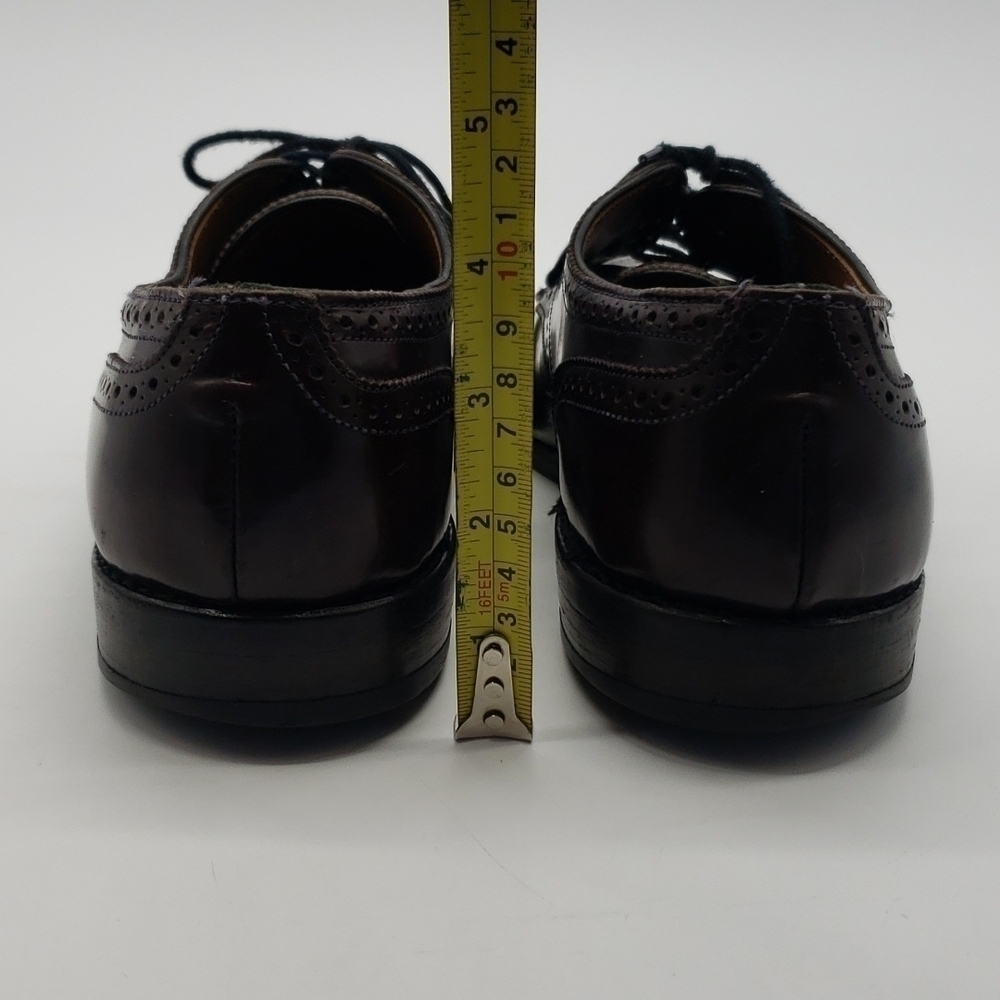š
ŗallen Edmonds Sanford Men 8D burgundy dress shoes cap toe lace up oxford brogue - Picture 4 of 9